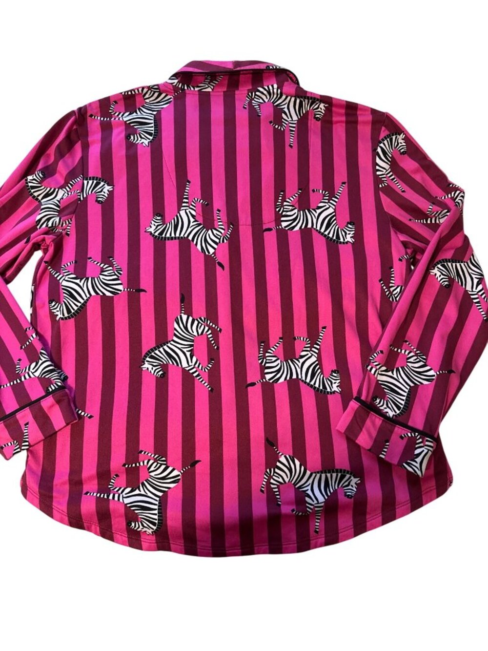 Room Service Womens Zebra Print Pink & Burgundy Striped Pajama Set L/XL - Picture 3 of 6